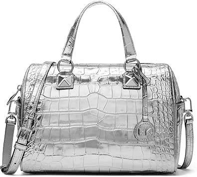 Michael Kors Grayson Md Duffle Satchel, Silver 